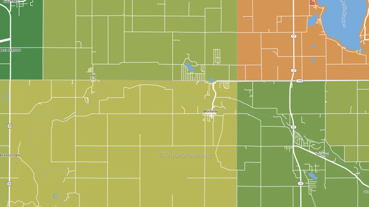 Monterey, IN Map of Drug-Related Crime Rates