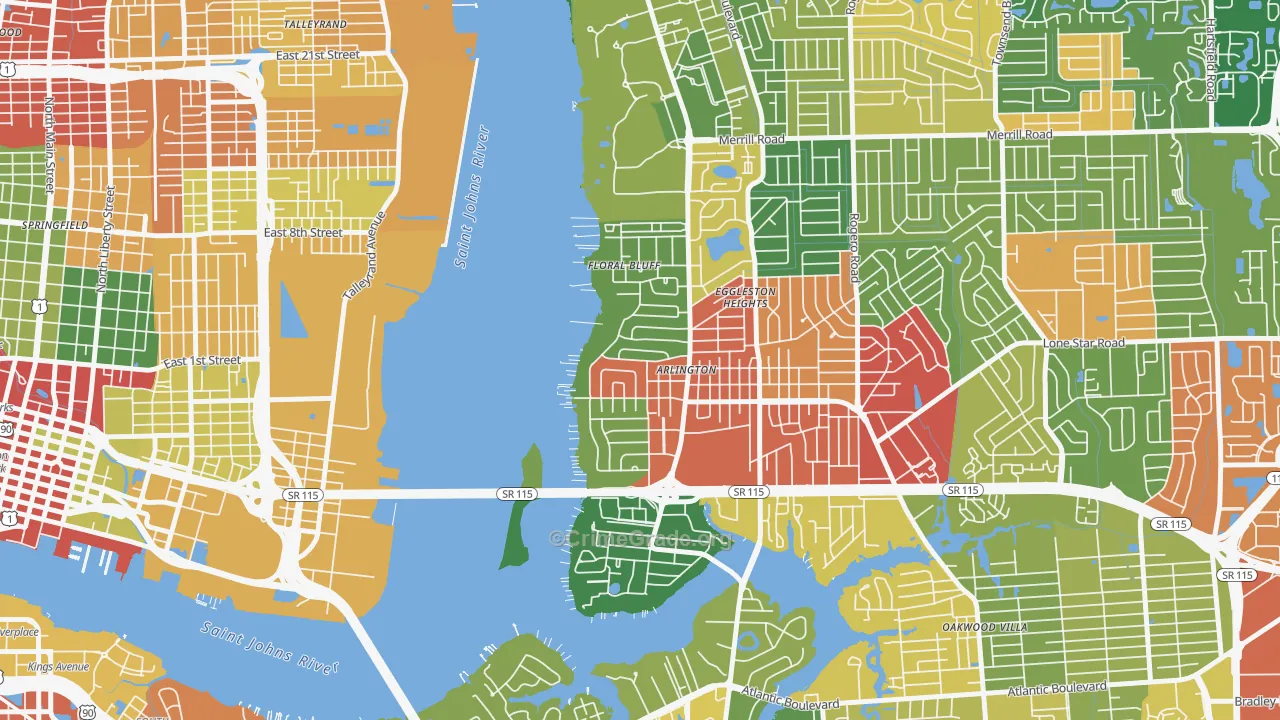 Monterey, Jacksonville, FL Map of Drug-Related Crime Rates