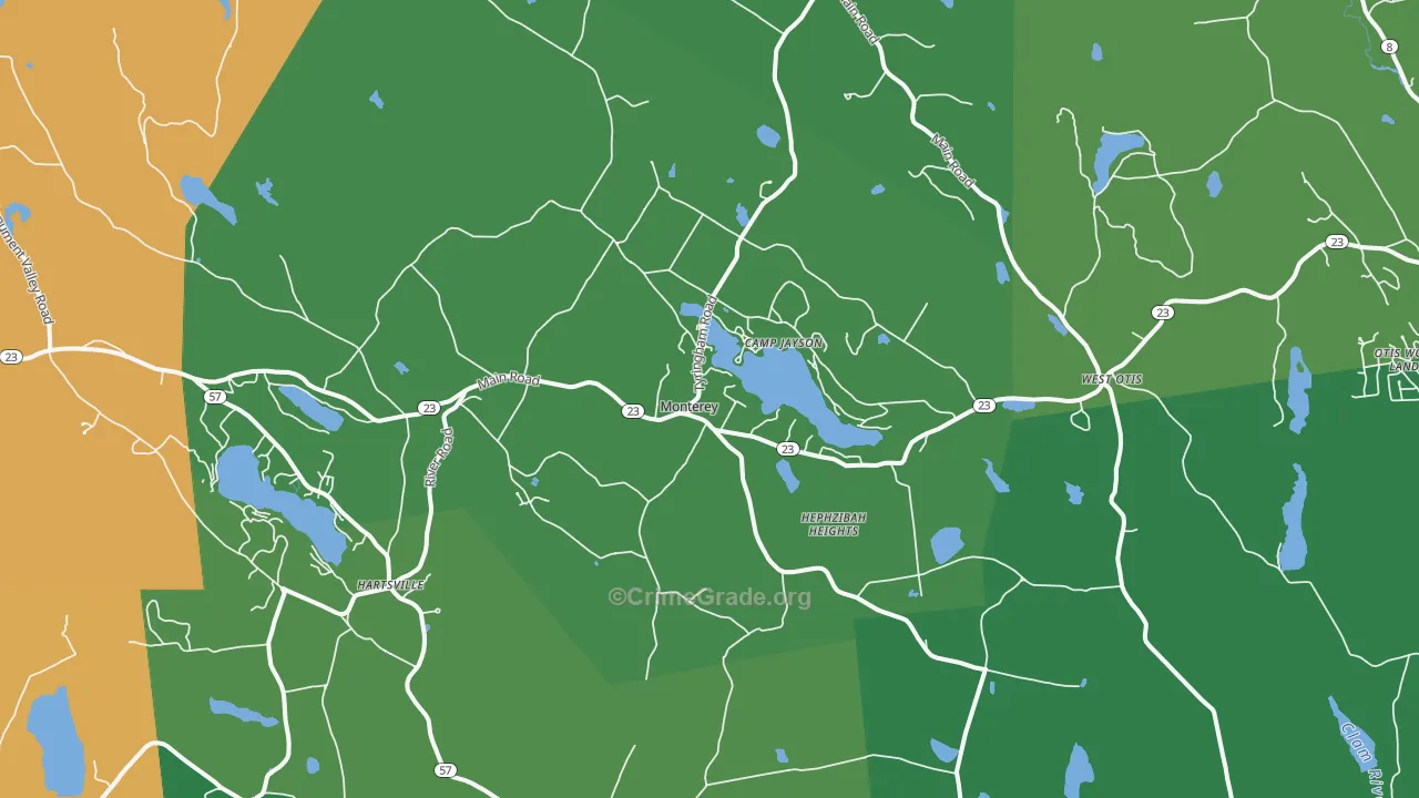 Monterey, MA Map of Drug-Related Crime Rates