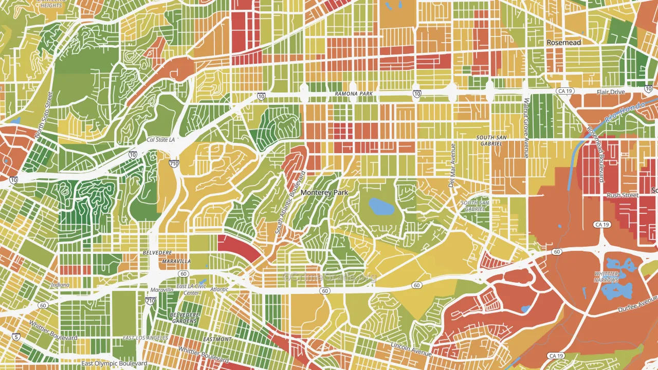 Monterey Park, CA Map of Drug-Related Crime Rates