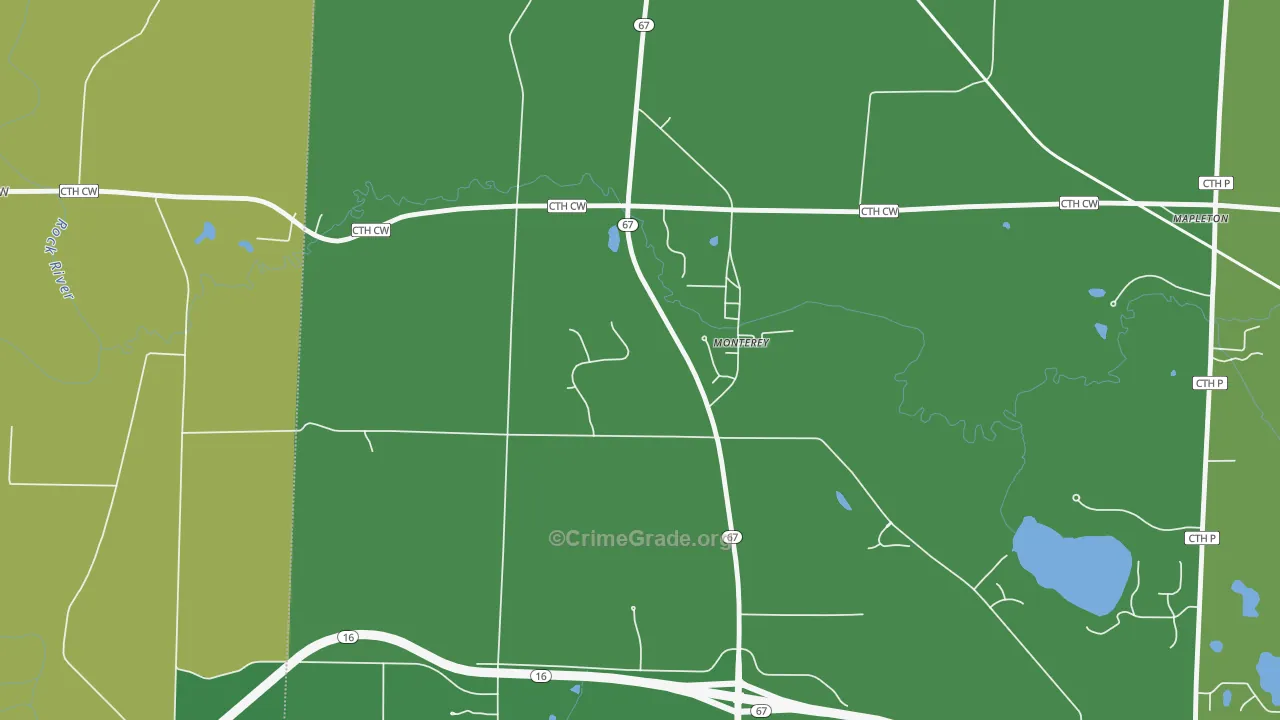 Monterey, WI Map of Drug-Related Crime Rates