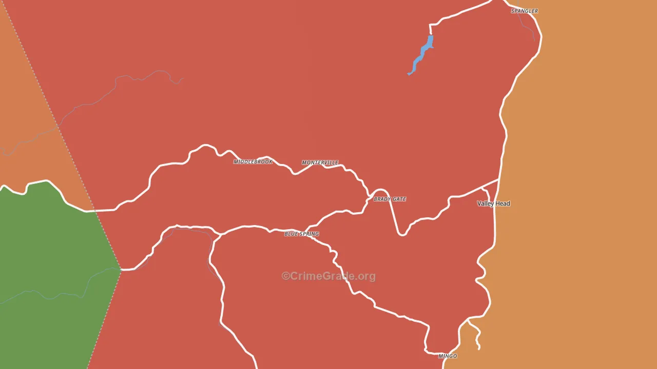 Monterville, WV Map of Drug-Related Crime Rates