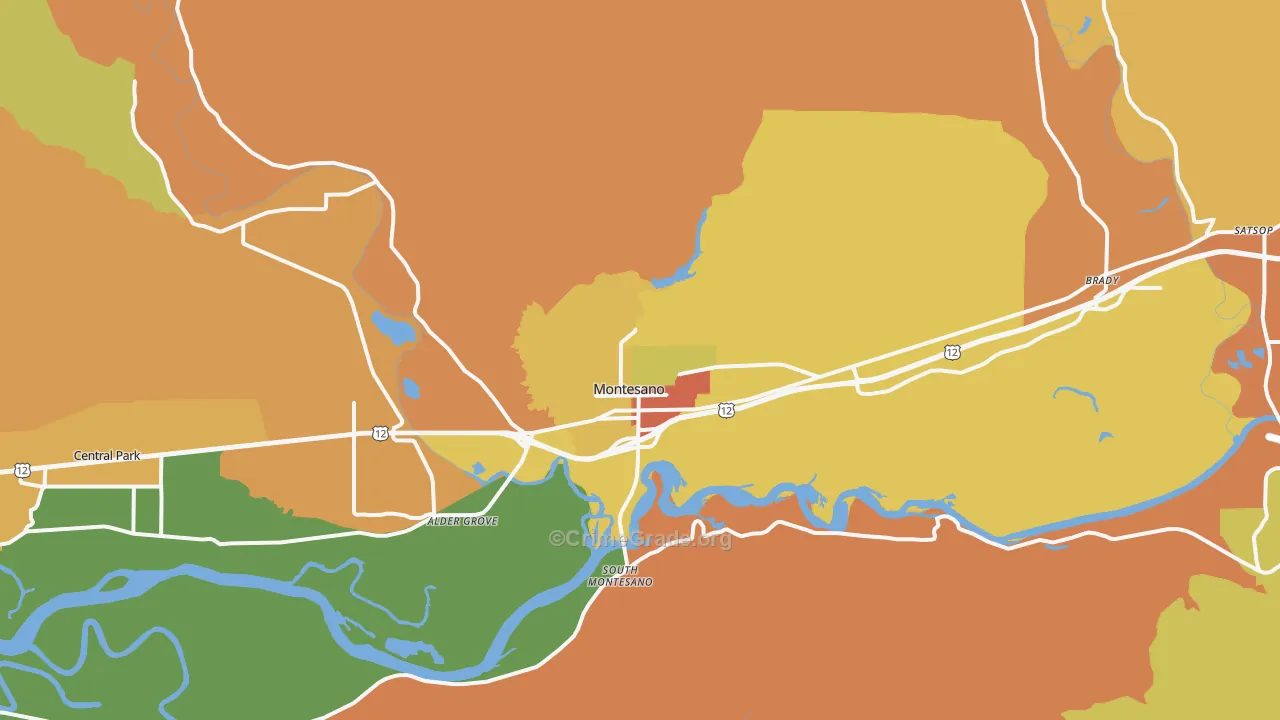 Montesano, WA Map of Drug-Related Crime Rates