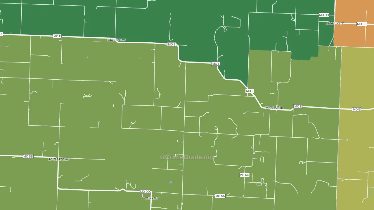 Montevallo, MO Map of Drug-Related Crime Rates