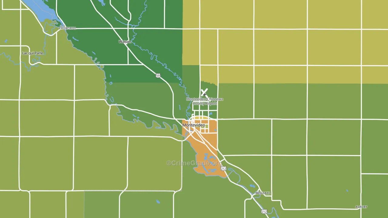 Montevideo, MN Map of Drug-Related Crime Rates