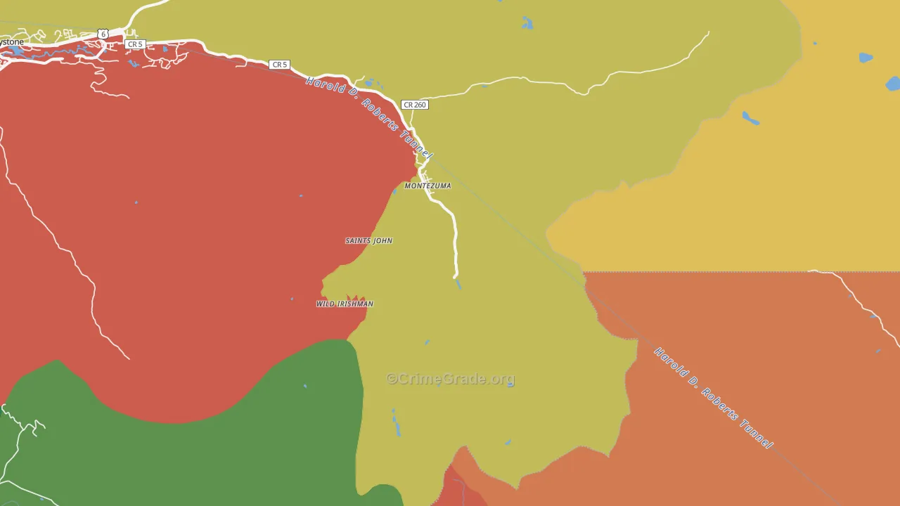 Montezuma, CO Map of Drug-Related Crime Rates