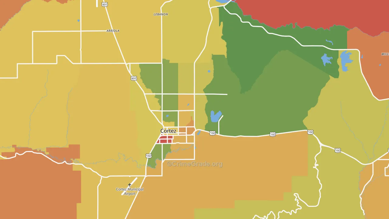 Montezuma County, CO Map of Drug-Related Crime Rates