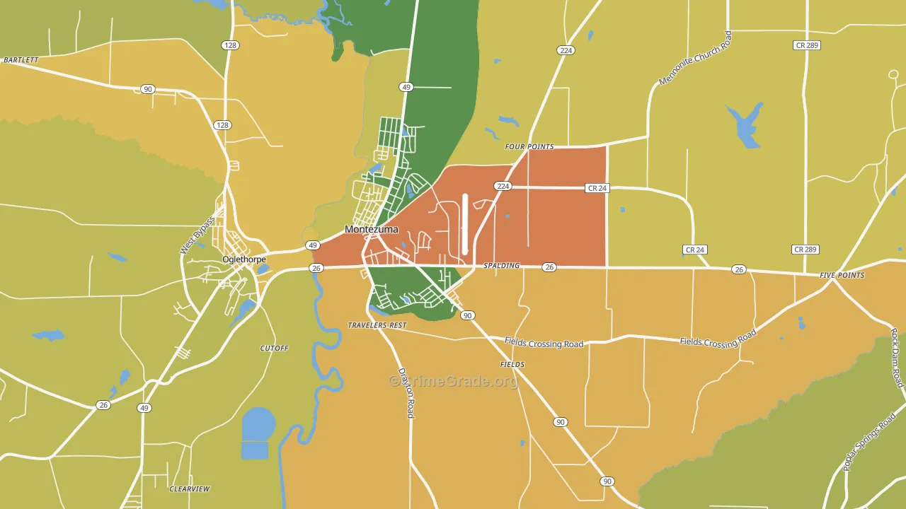 Montezuma, GA Map of Drug-Related Crime Rates