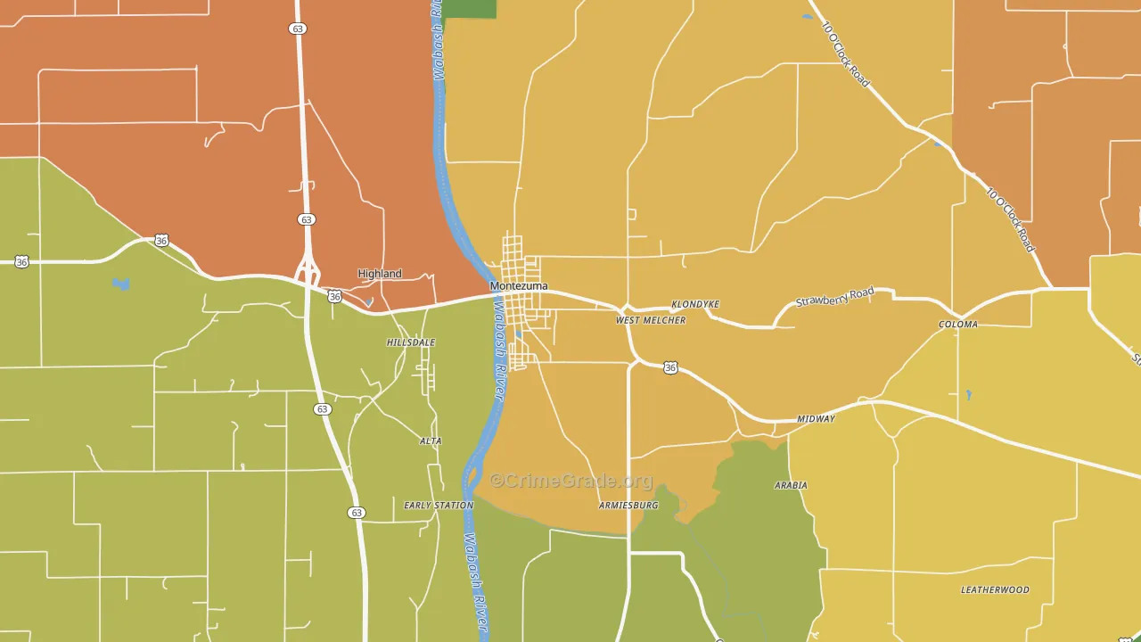 Montezuma, IN Map of Drug-Related Crime Rates