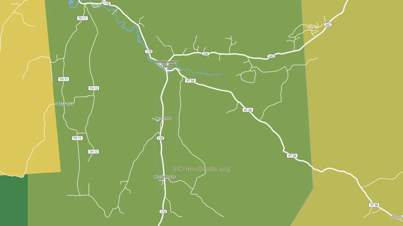 Montgomery Center, VT Map of Drug-Related Crime Rates