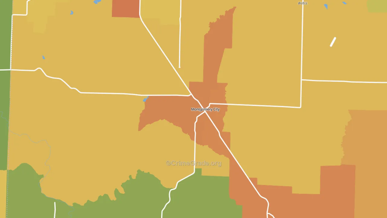 Montgomery City, MO Map of Drug-Related Crime Rates