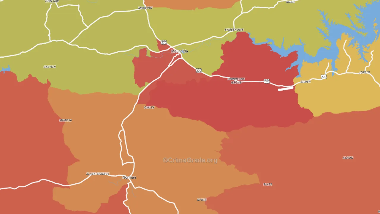 Montgomery County, AR Map of Drug-Related Crime Rates