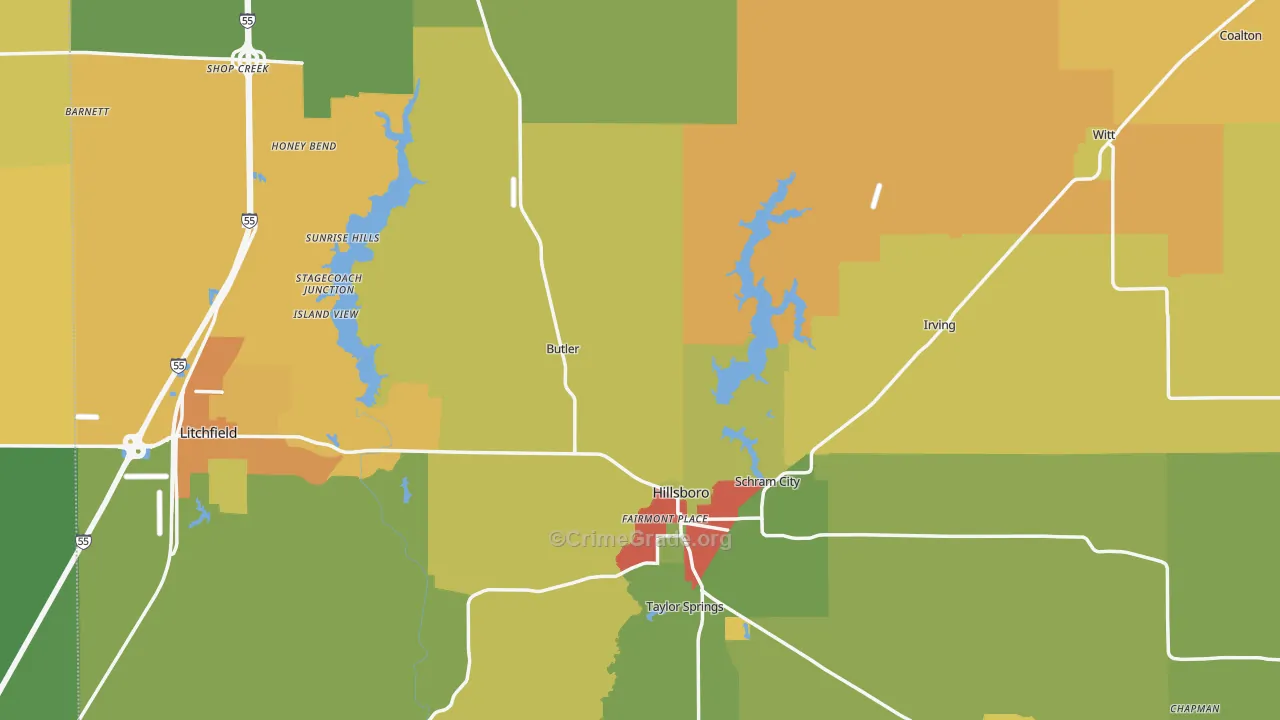Montgomery County, IL Map of Drug-Related Crime Rates