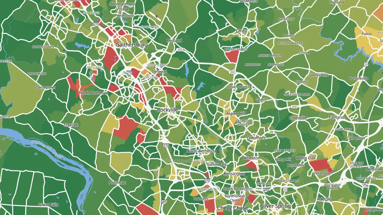 Montgomery County, MD Map of Drug-Related Crime Rates