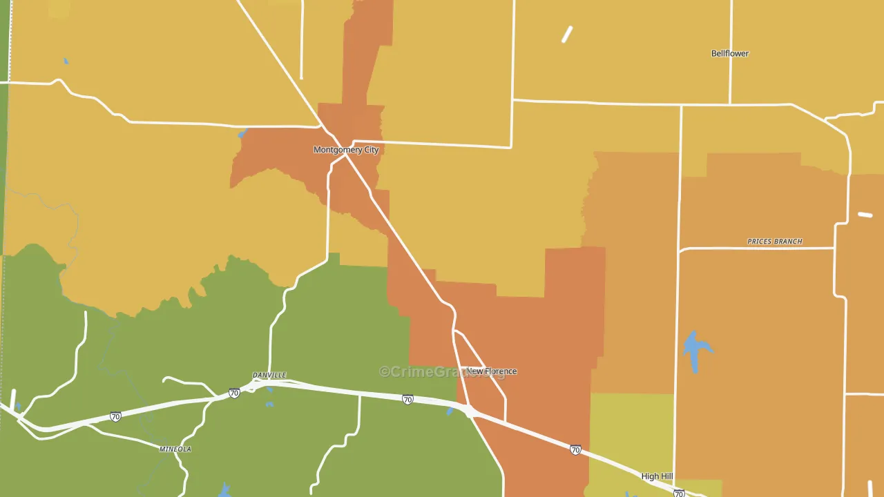 Montgomery County, MO Map of Drug-Related Crime Rates
