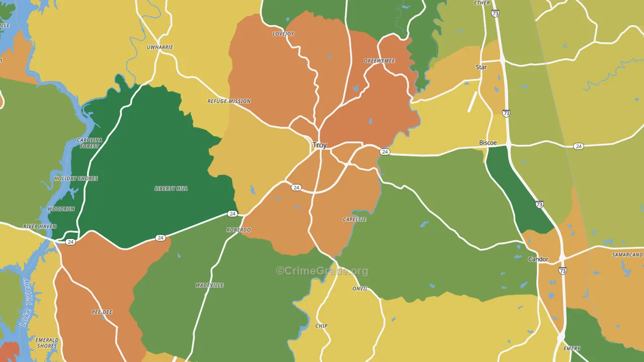 Montgomery County, NC Map of Drug-Related Crime Rates