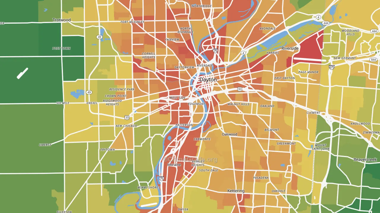 Montgomery County, OH Map of Drug-Related Crime Rates