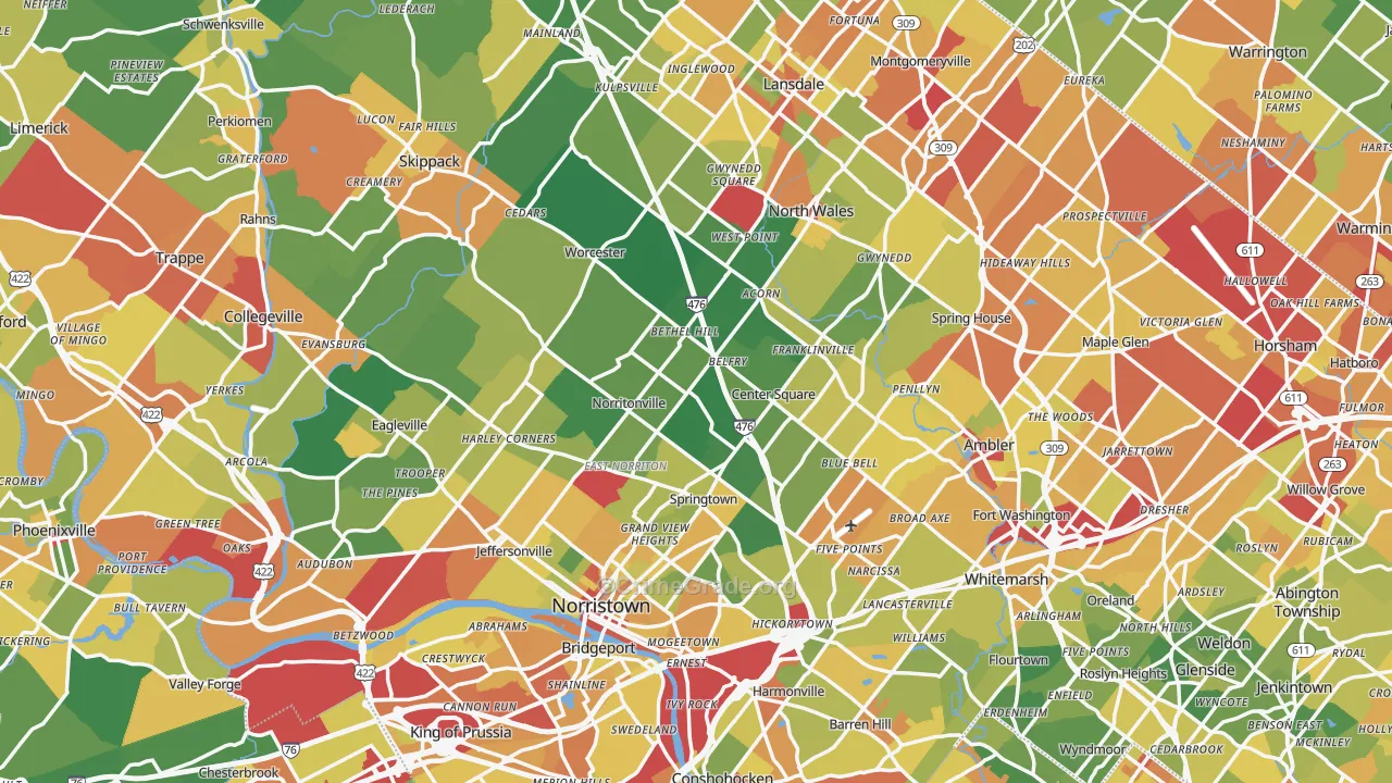 Montgomery County, PA Map of Drug-Related Crime Rates