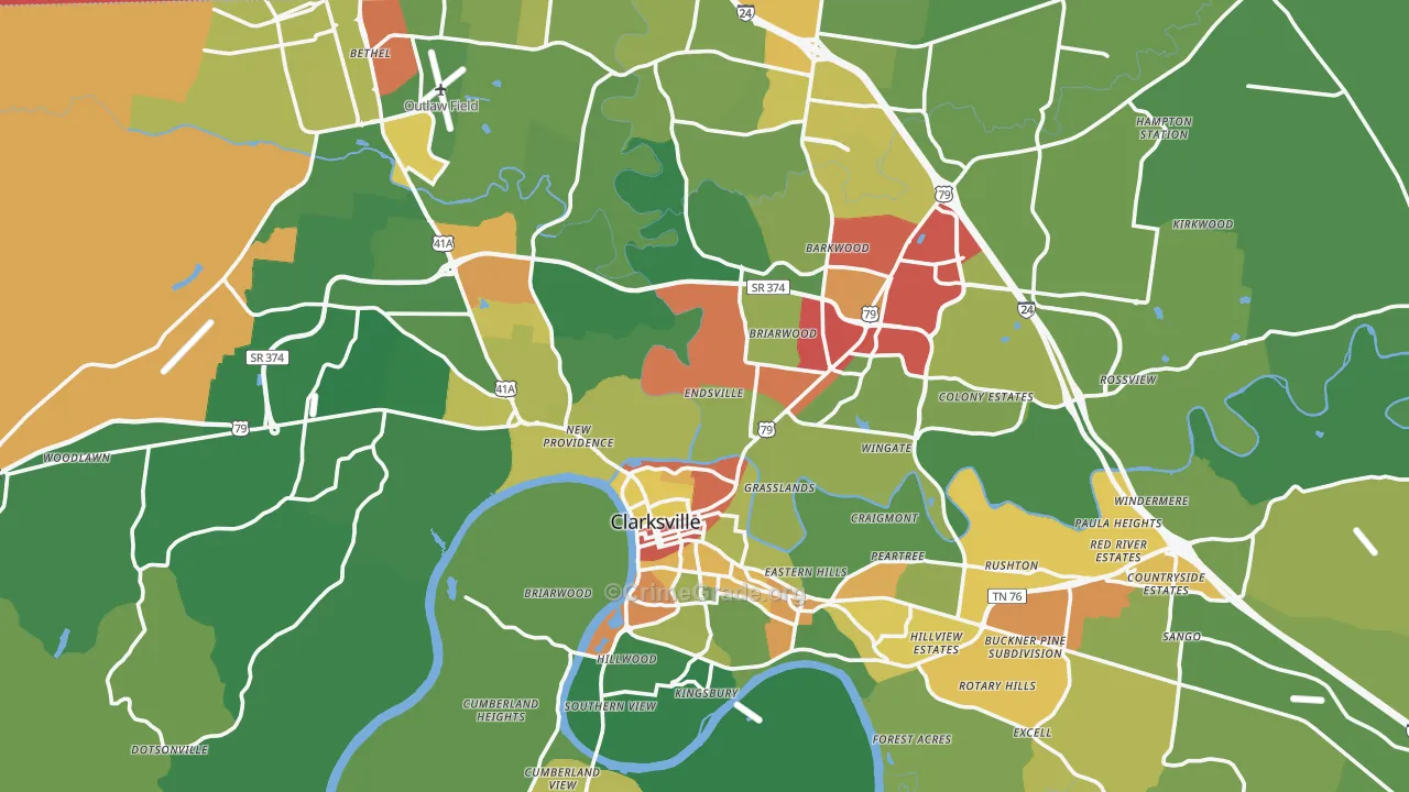 Montgomery County, TN Map of Drug-Related Crime Rates