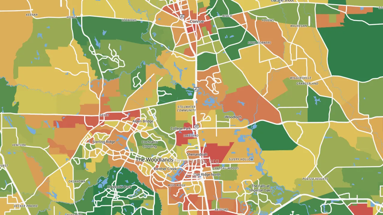 Montgomery County, TX Map of Crime Rates