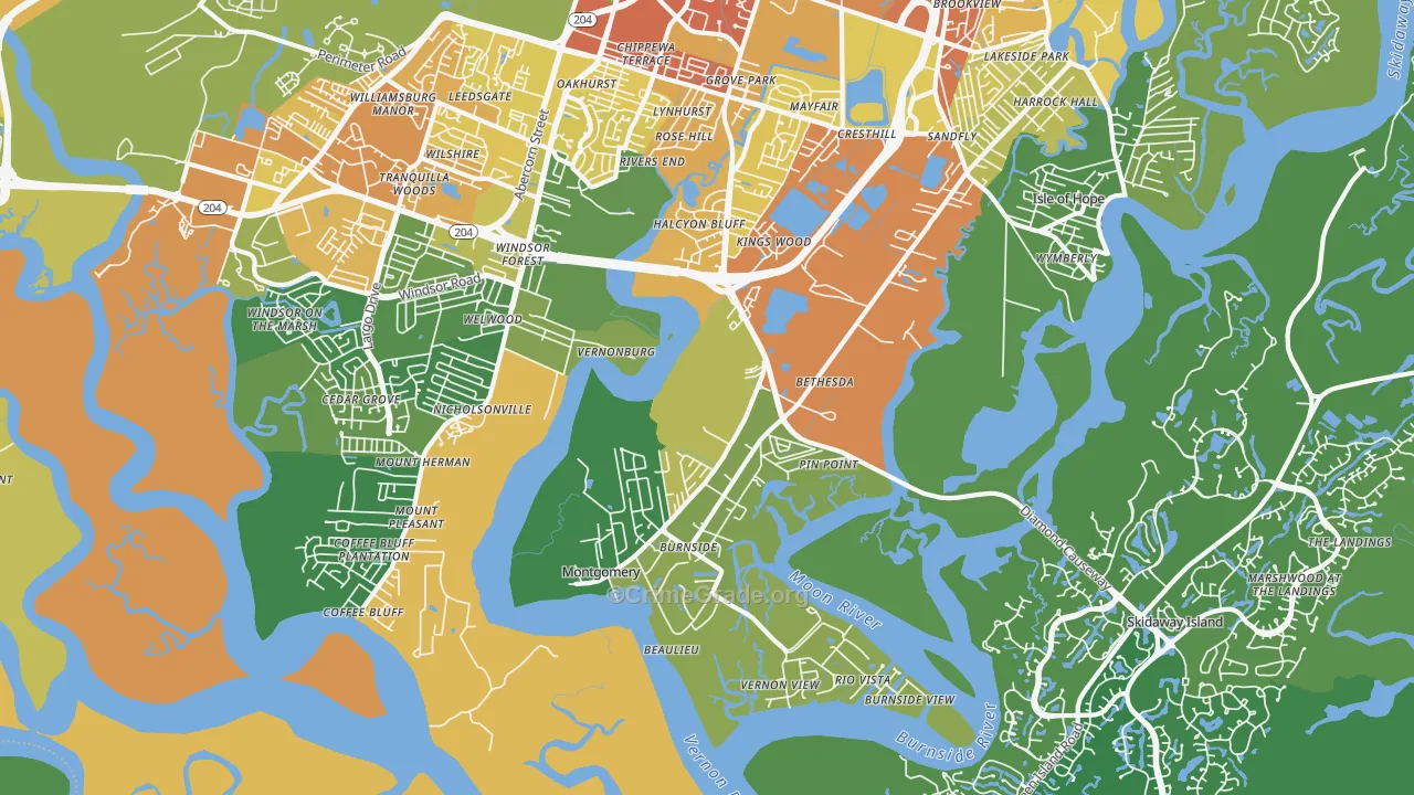 Montgomery, GA Map of Drug-Related Crime Rates