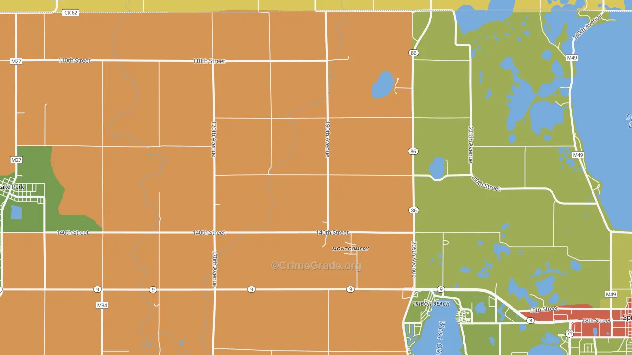Montgomery, IA Map of Drug-Related Crime Rates