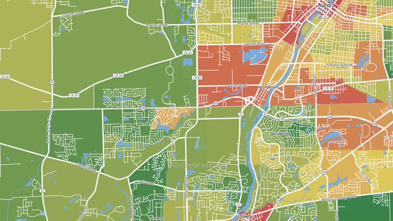 Montgomery, IL Map of Drug-Related Crime Rates