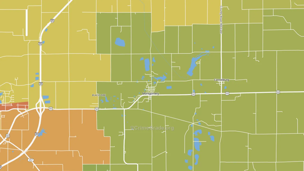 Montgomery, IN Map of Drug-Related Crime Rates