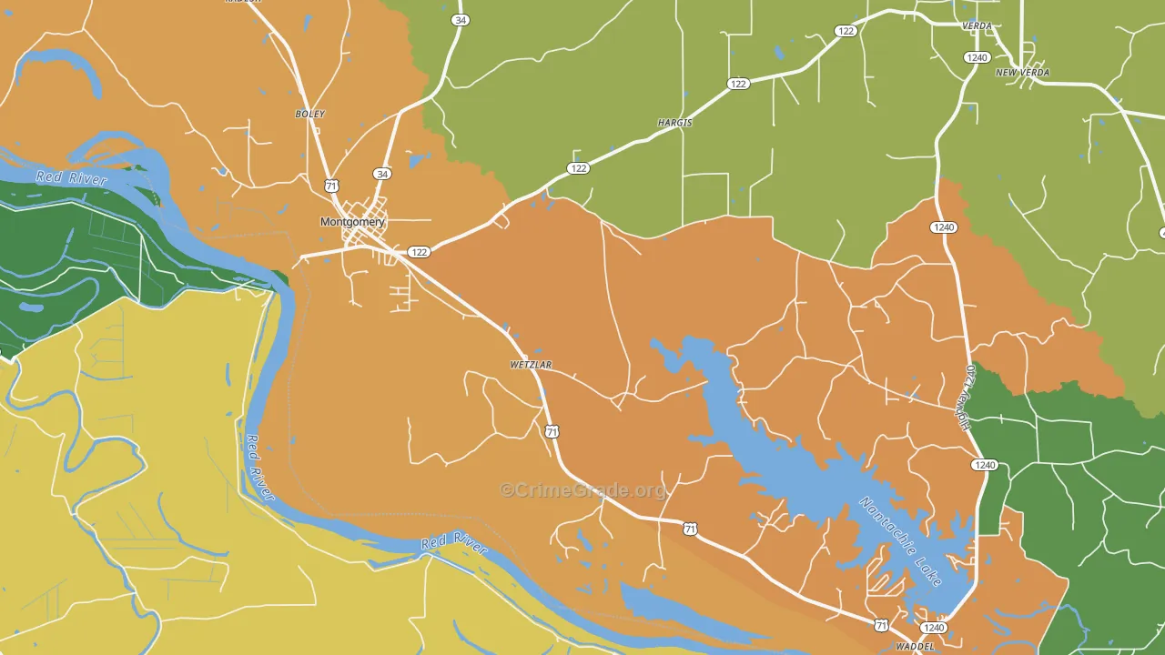 Montgomery, LA Map of Drug-Related Crime Rates