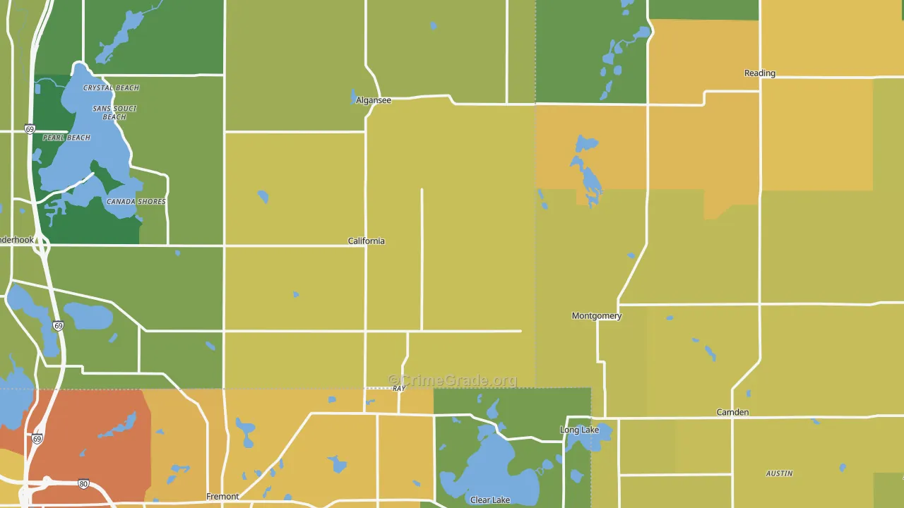 Montgomery, MI Map of Drug-Related Crime Rates