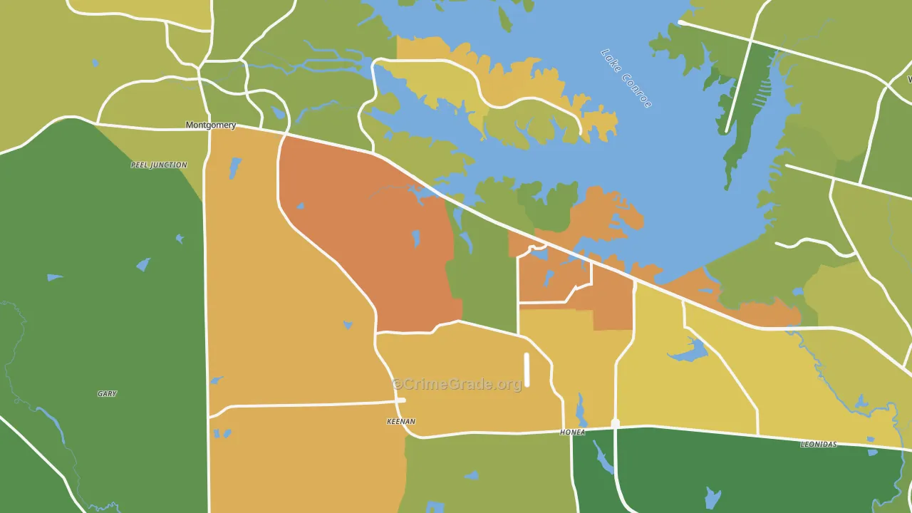 Montgomery, TX Map of Drug-Related Crime Rates