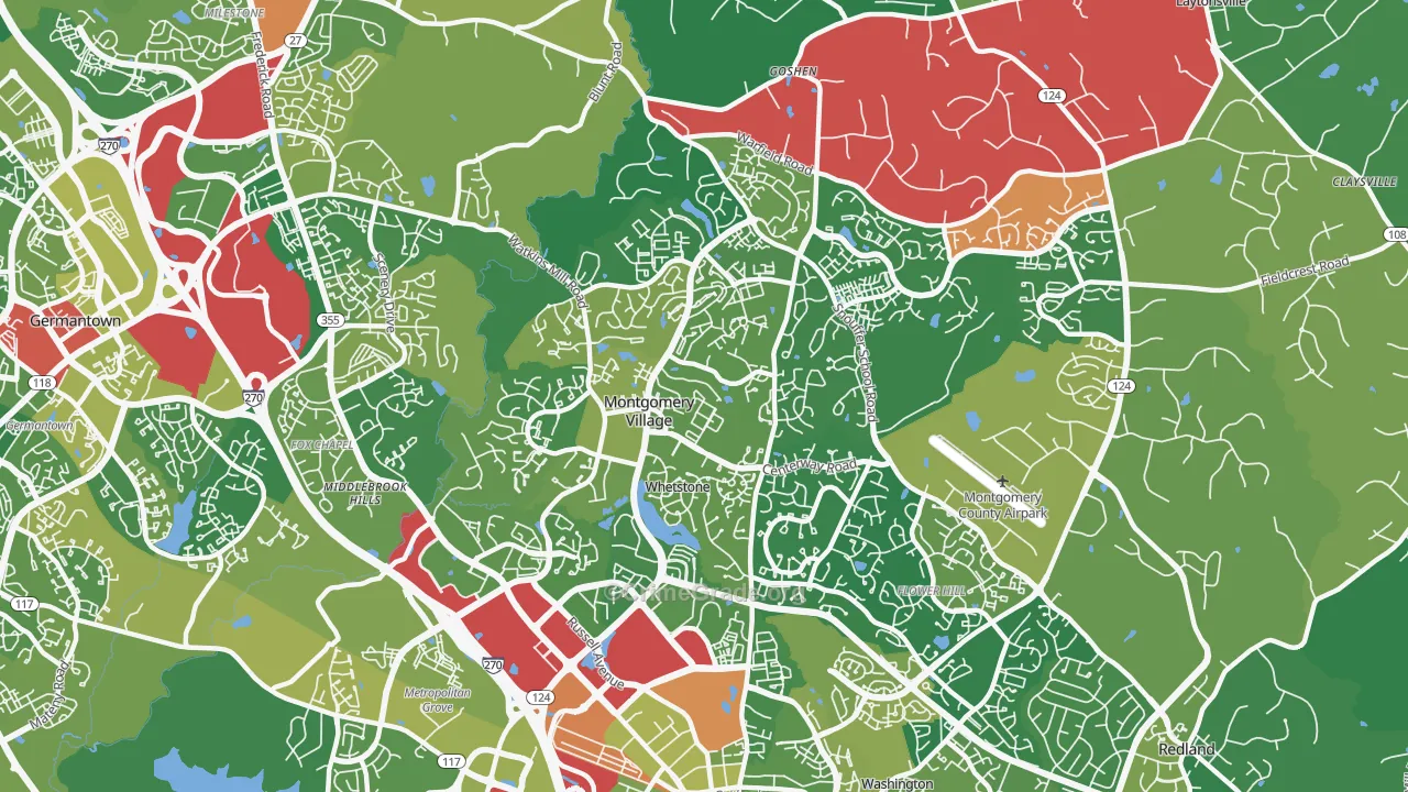 Montgomery Village, MD Map of Drug-Related Crime Rates
