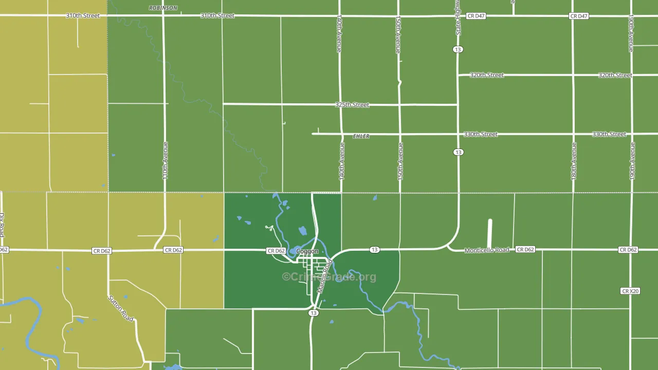 Monti, IA Map of Drug-Related Crime Rates