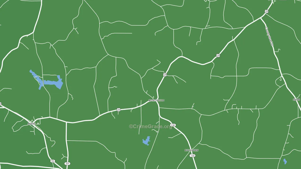 Monticello, AL Map of Drug-Related Crime Rates