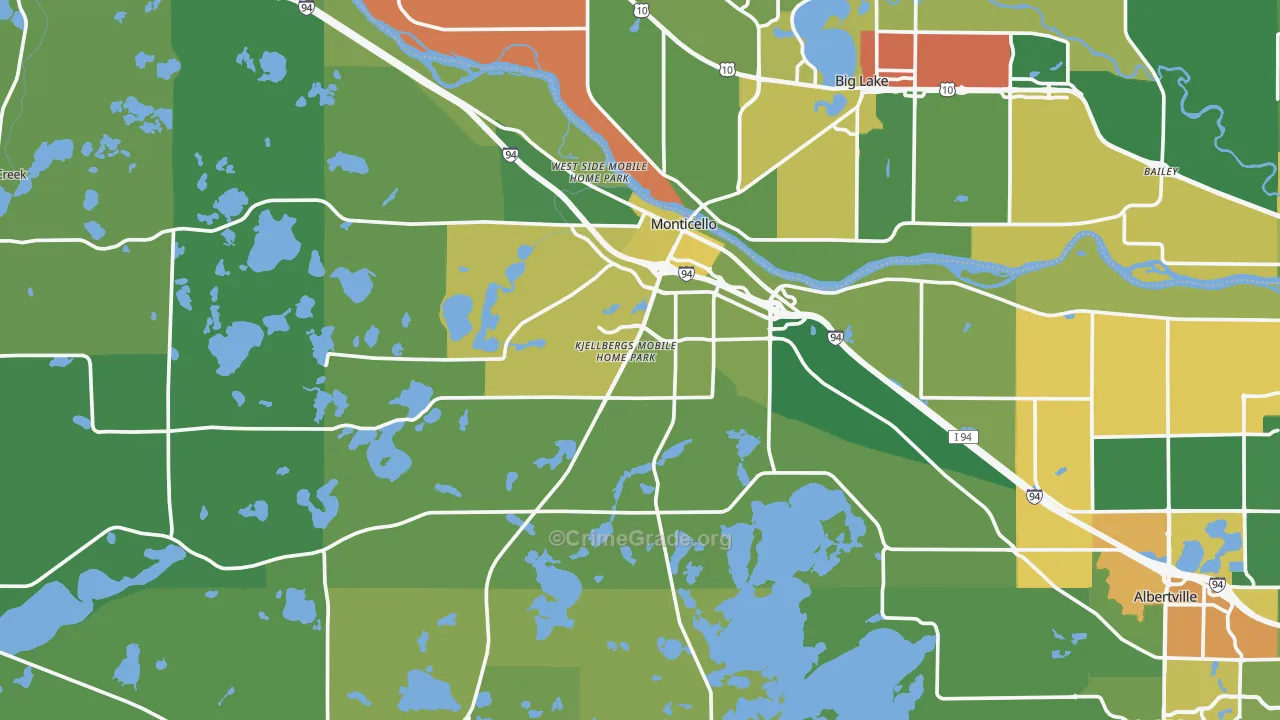 Monticello, MN Map of Drug-Related Crime Rates