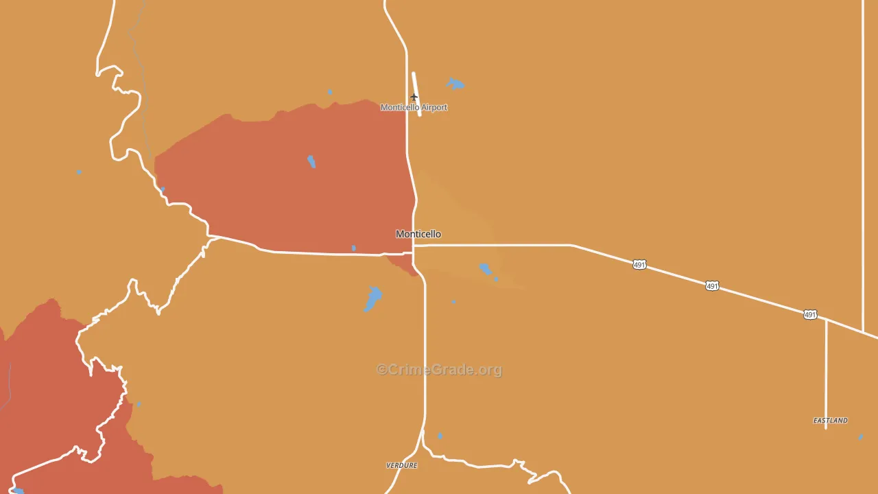 Monticello, UT Map of Drug-Related Crime Rates