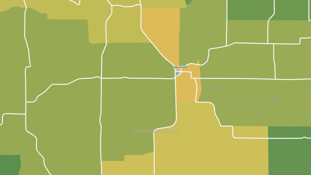 Monticello, WI Map of Drug-Related Crime Rates