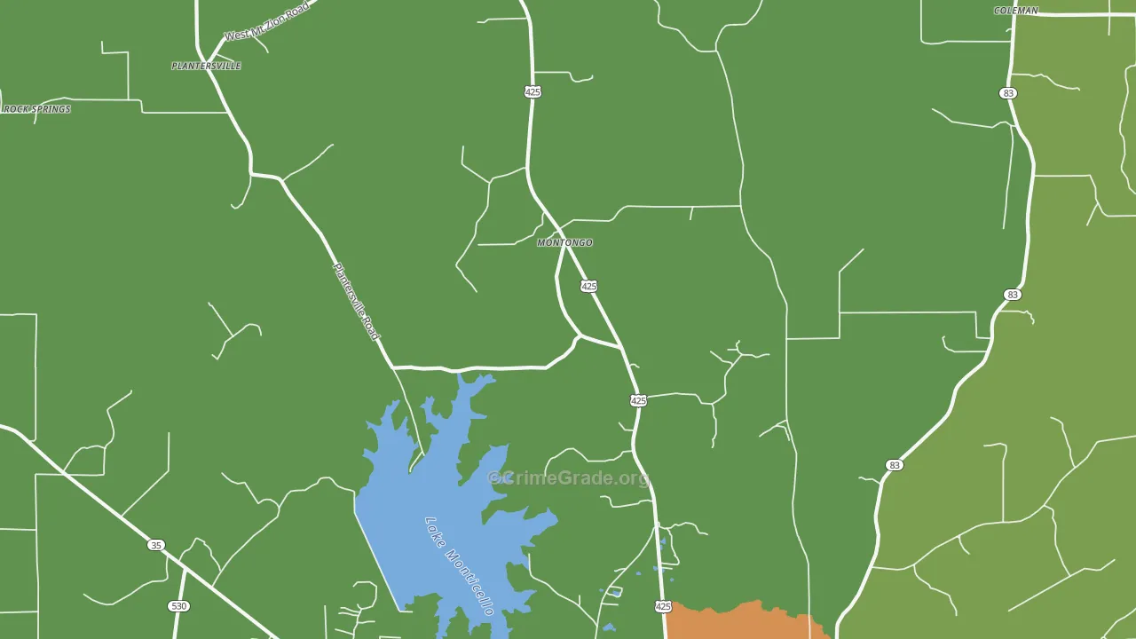 Montongo, AR Map of Drug-Related Crime Rates