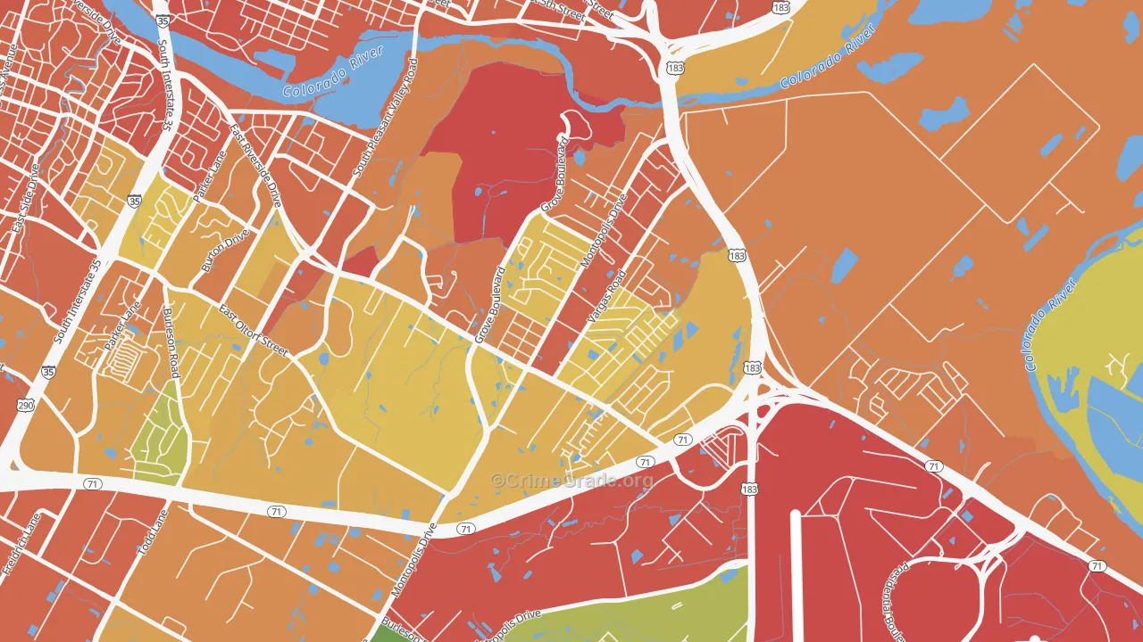 Montopolis, Austin, TX Map of Drug-Related Crime Rates