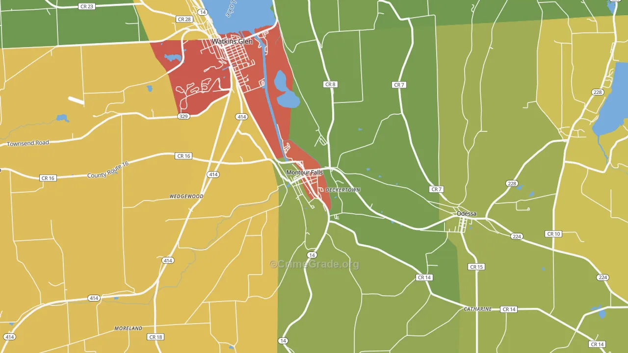 Montour Falls, NY Map of Drug-Related Crime Rates