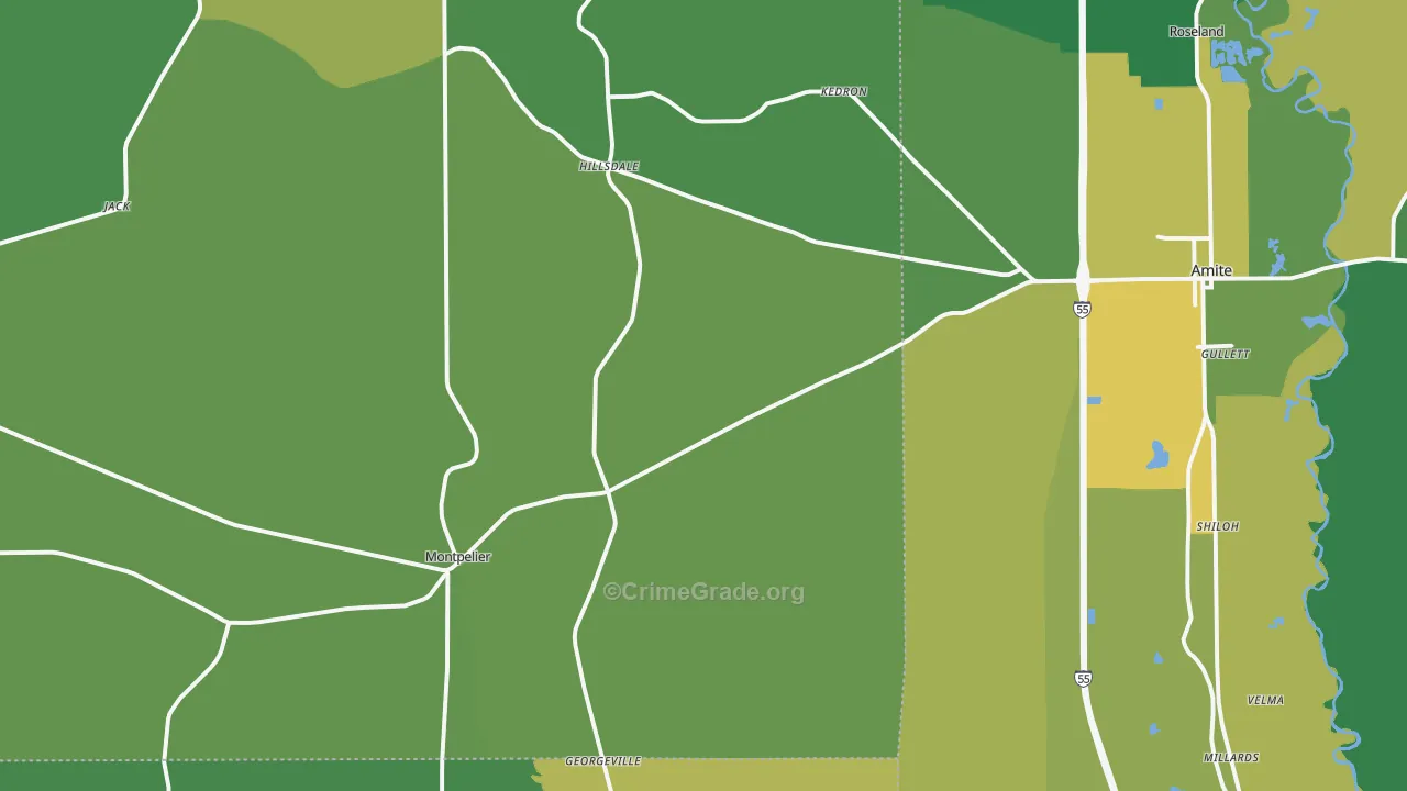Montpelier, LA Map of Drug-Related Crime Rates