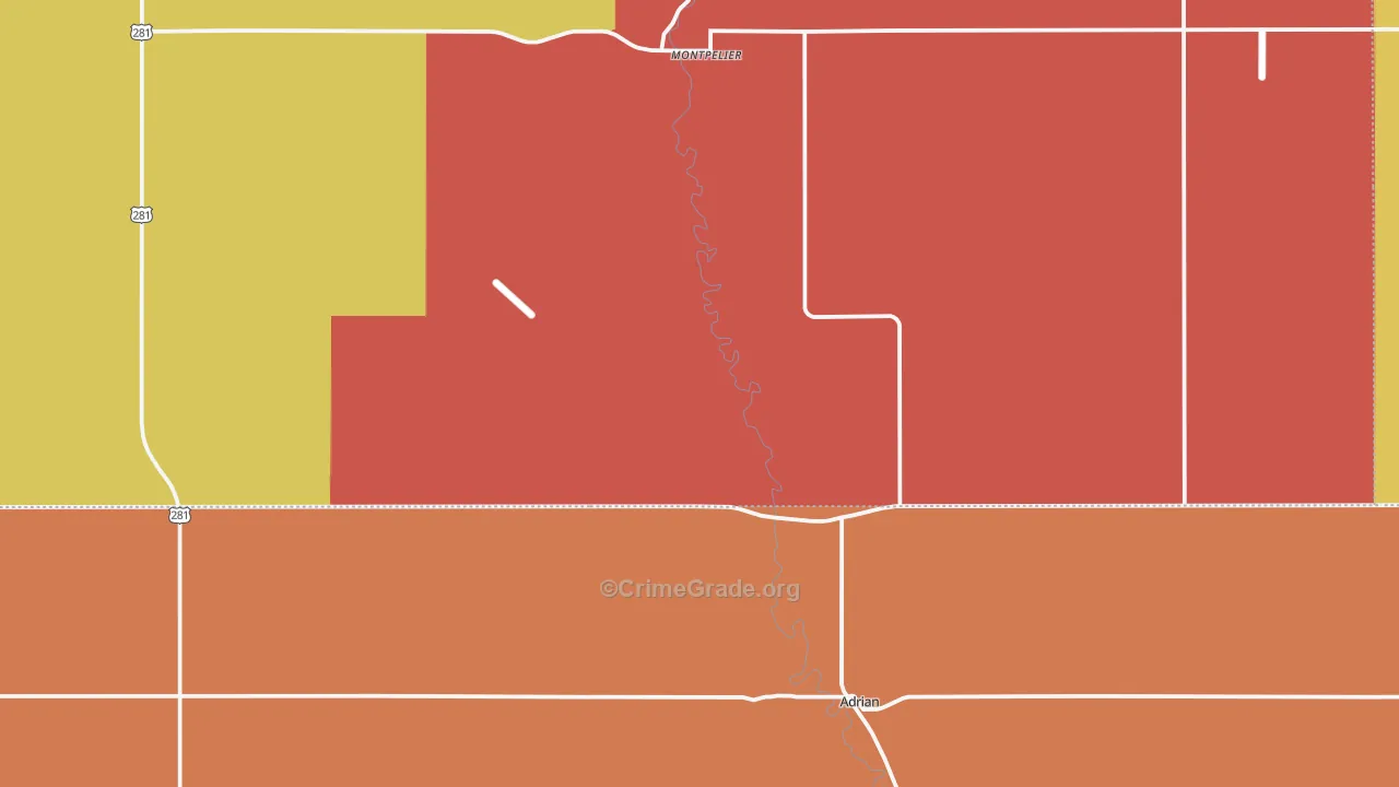 Montpelier, ND Map of Drug-Related Crime Rates