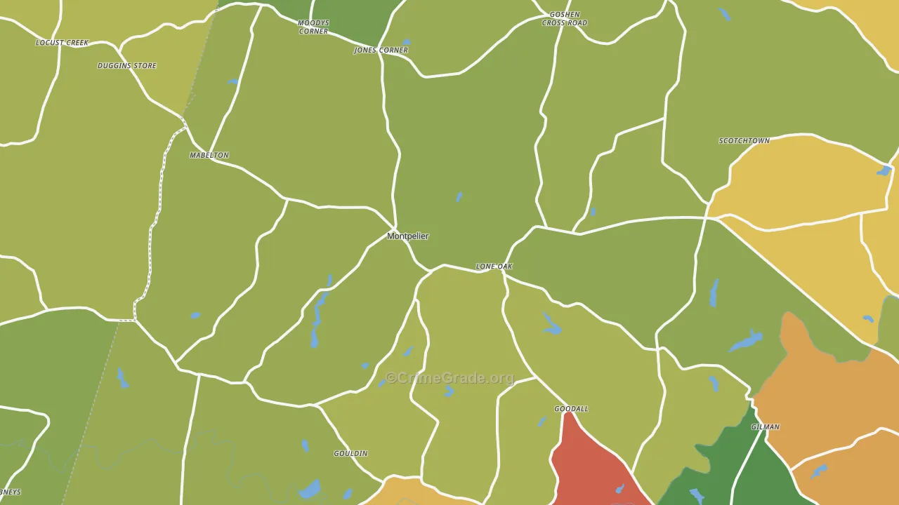 Montpelier, VA Map of Drug-Related Crime Rates
