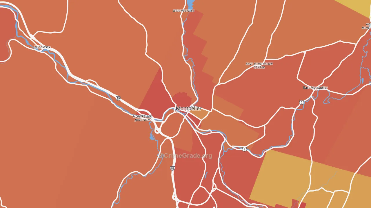 Montpelier, VT Map of Drug-Related Crime Rates