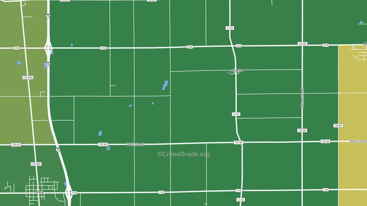 Montra, OH Map of Drug-Related Crime Rates