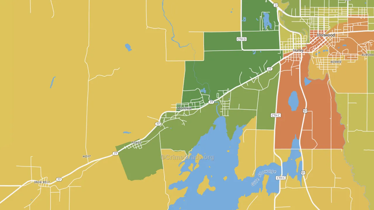 Montreal, WI Map of Drug-Related Crime Rates