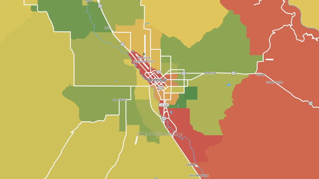 Montrose, CO Map of Drug-Related Crime Rates