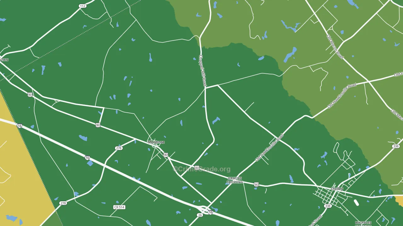 Montrose, GA Map of Drug-Related Crime Rates
