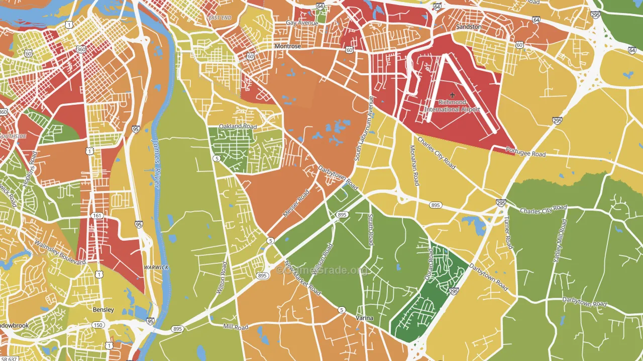 Montrose Heights, VA Map of Drug-Related Crime Rates