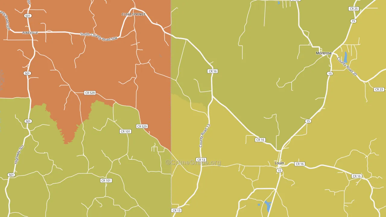 Montrose, MS Map of Drug-Related Crime Rates